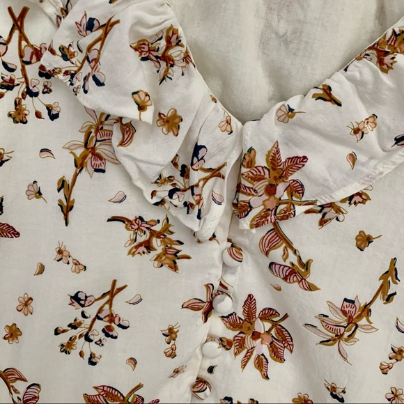 Madewell Ruffle Button Front Trapeze Dress Floral Reef - Picture 7 of 8